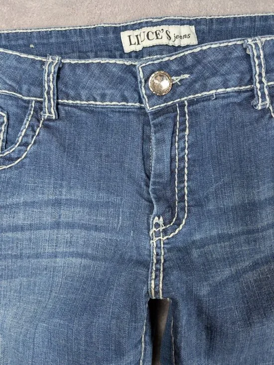 Liuces Jeans Womens Size 16 Slim Fit Laced Rhinestones Low Rise Western Cowgirl - Picture 2 of 10